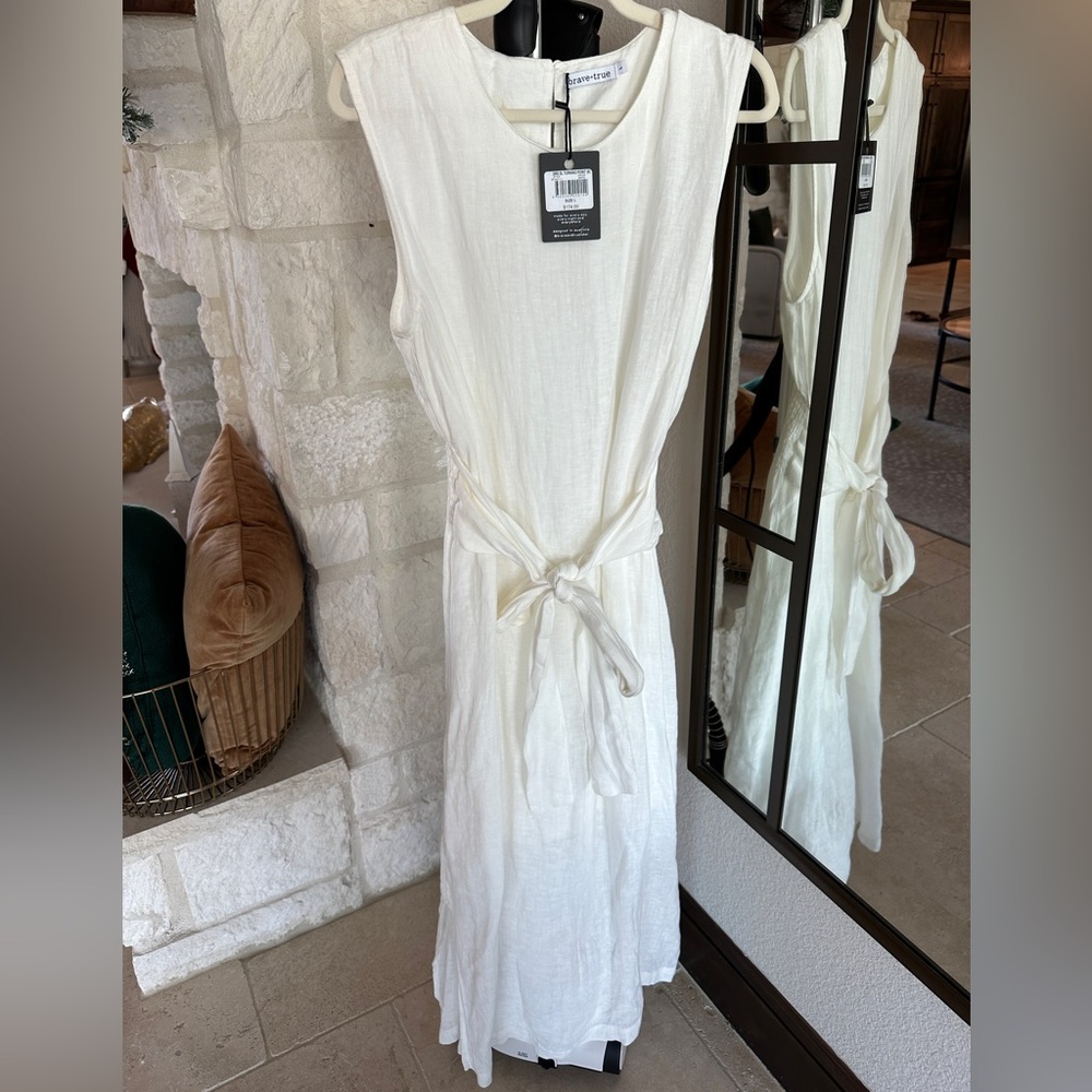 White Sleeveless Linen Maxi Dress